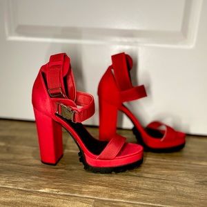 5 inch Red Heels with Buckles